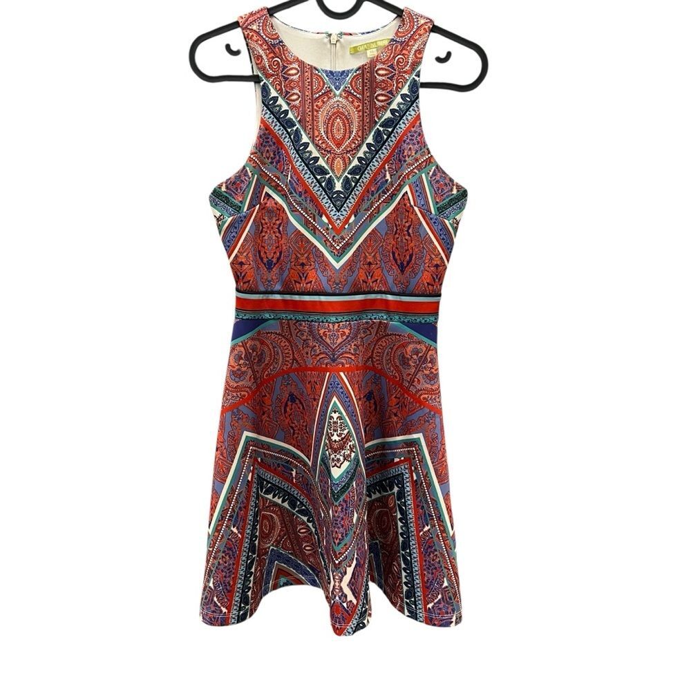 Gianni Bini XS Tova dress sunset print Multicolor sleeveless fit & flare Dress
